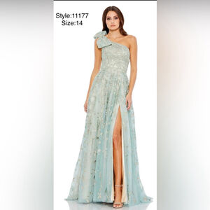 Embellished bow one shoulder A-line gown